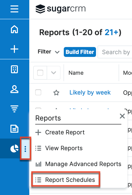 Open Report Schedules