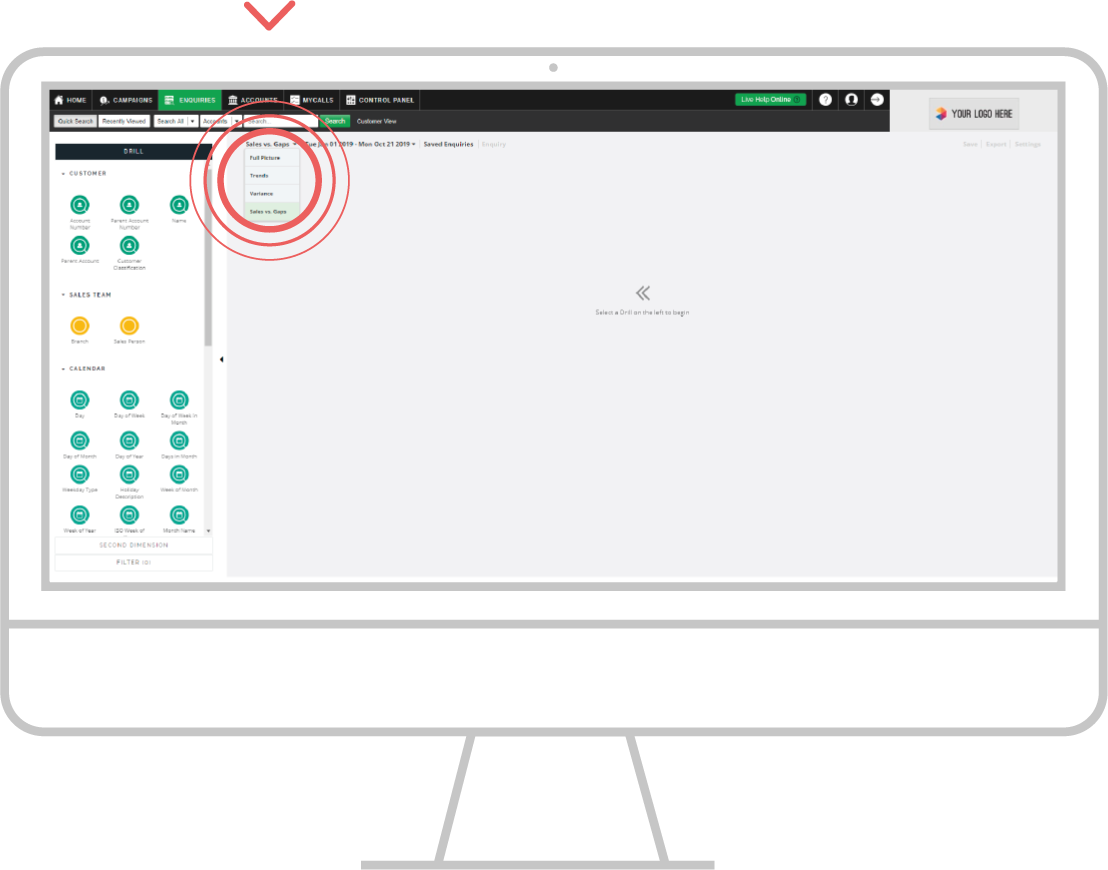 How to change setting in Sales Vs Gaps - desktop 2