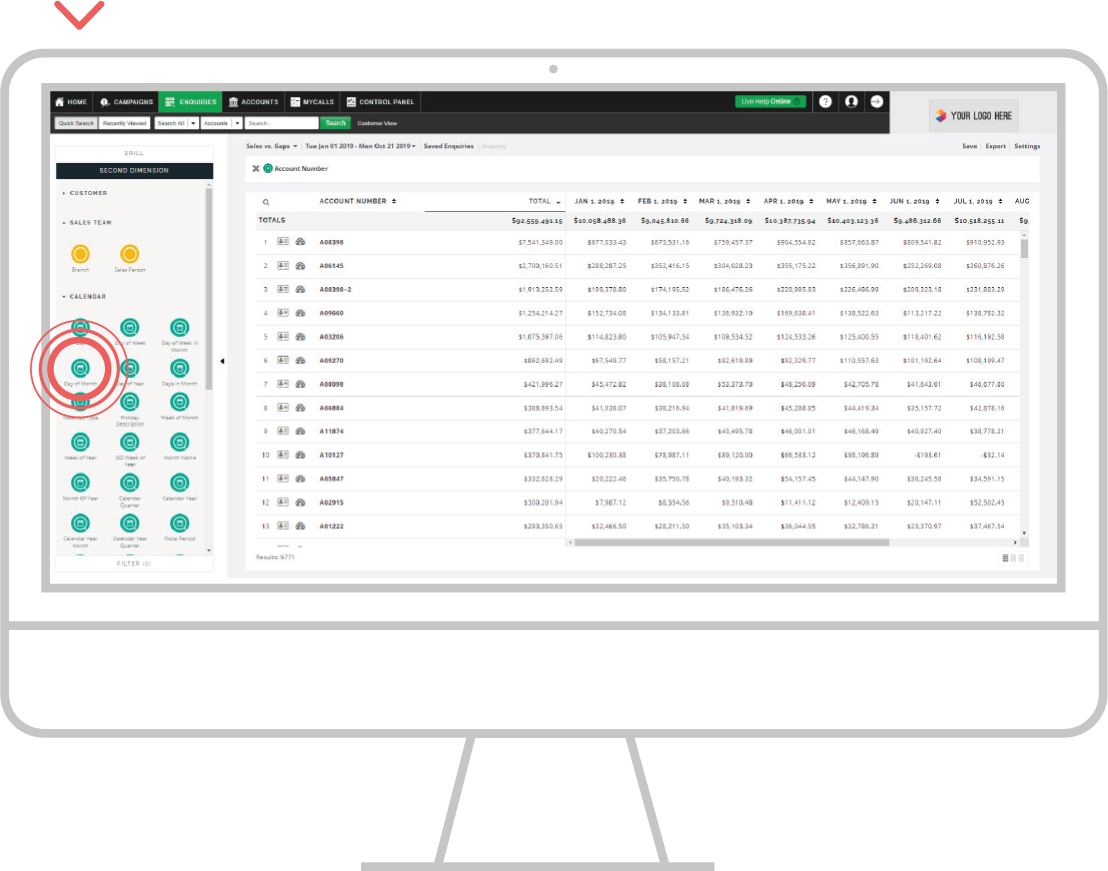 How to change setting in Sales Vs Gaps - desktop 3