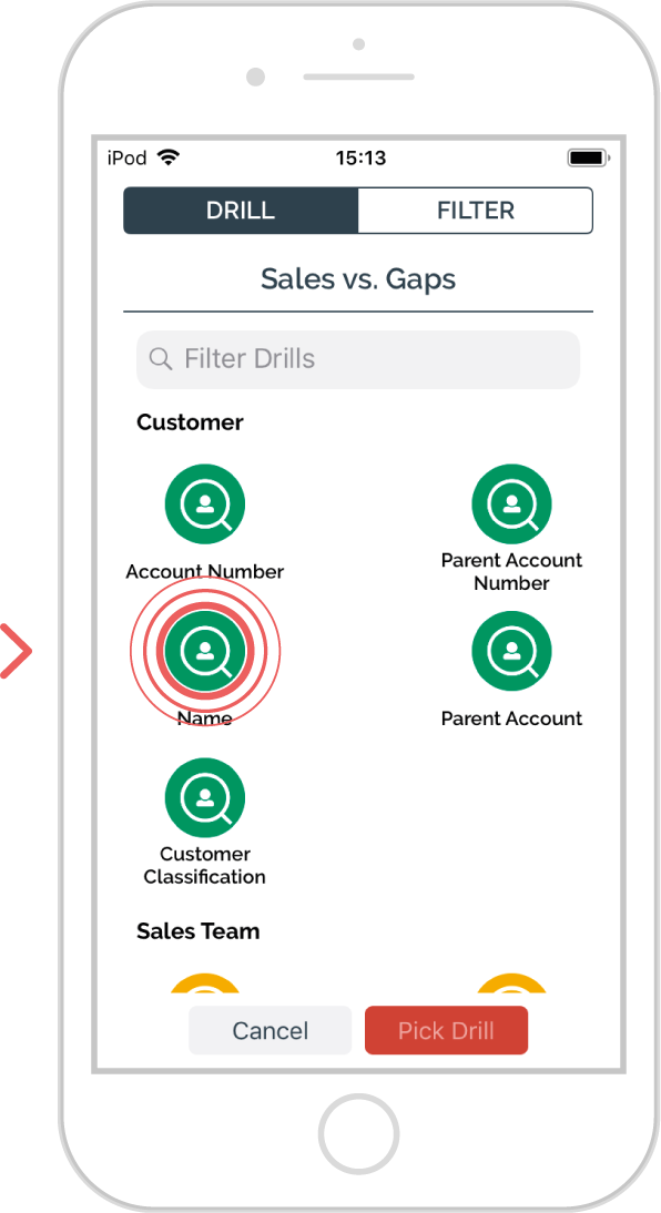 How to change settings in sales vs gaps - ios 3