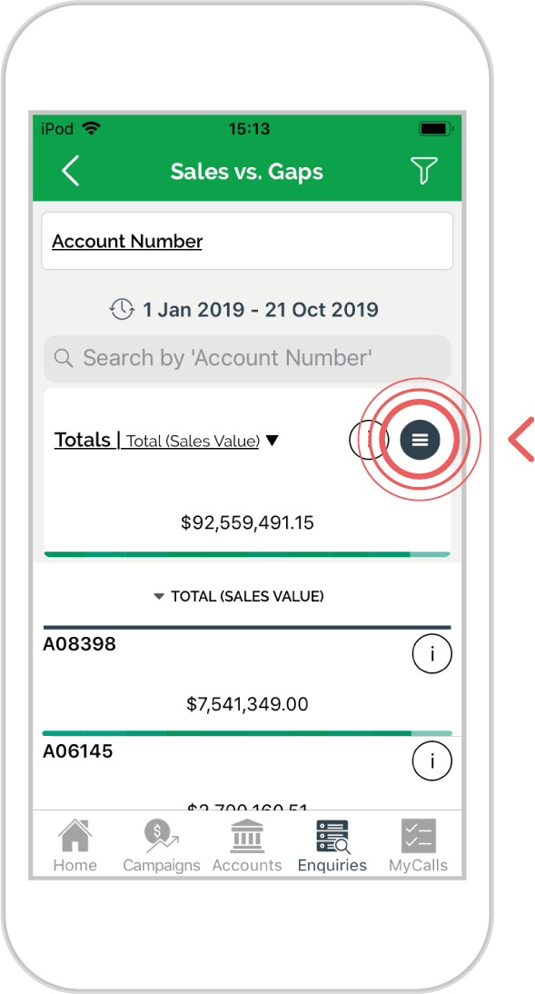 How to change settings in sales vs gaps - ios 4