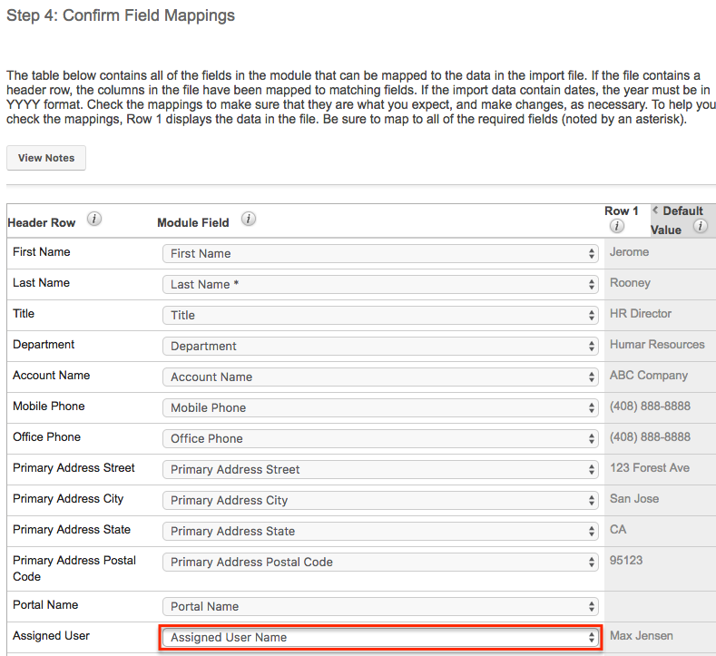 TSAssignedToField ConfirmFieldMappings