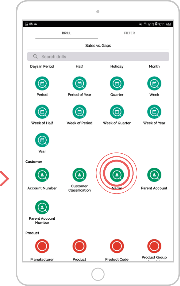 Settings in sales vs gaps - android 3