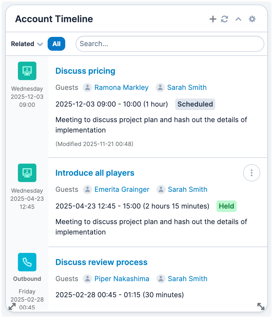 Sugar_TimelineDashlet