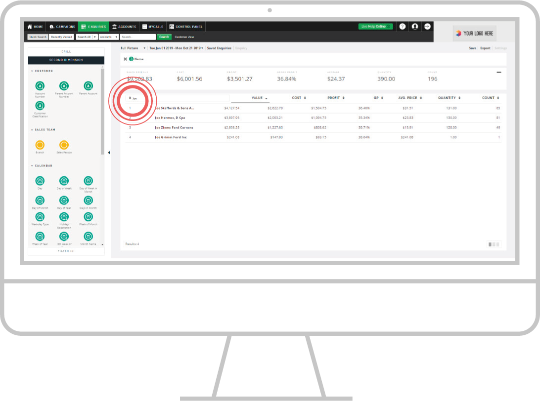 How to Search within Enquiries - desktop 6