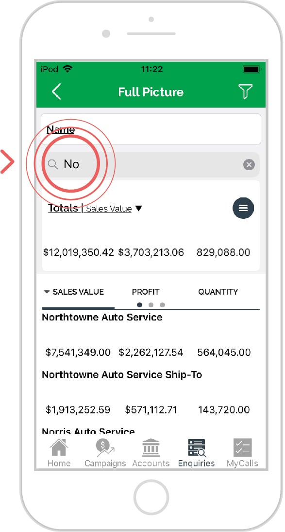 How to search within enquiries - ios 5