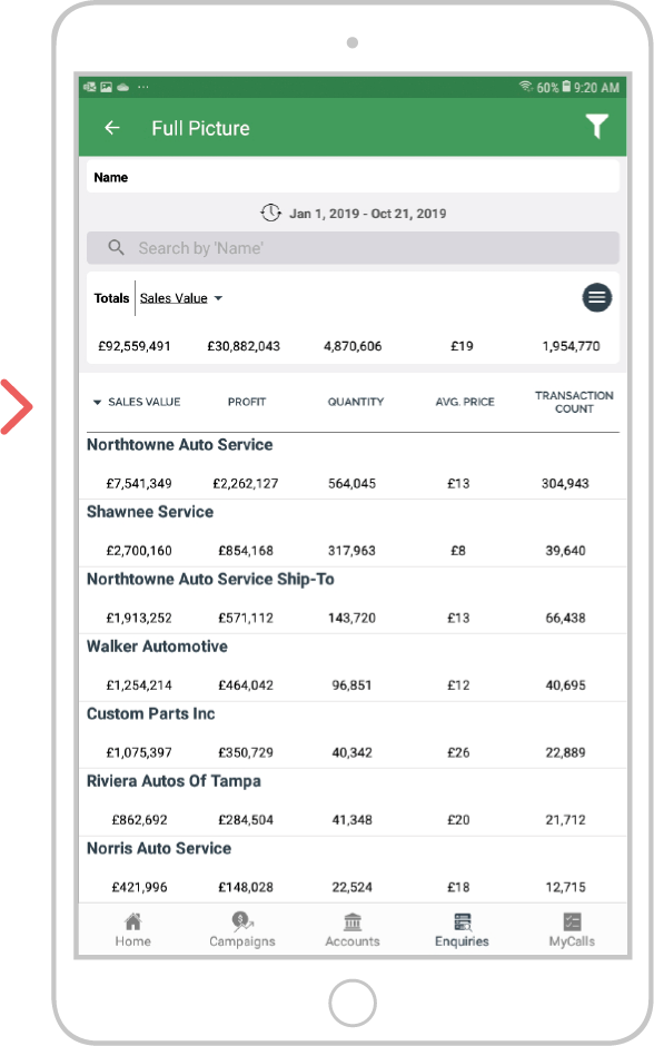 Search within enquiries - android 1