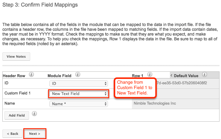 Import Step3 Map CustomField1