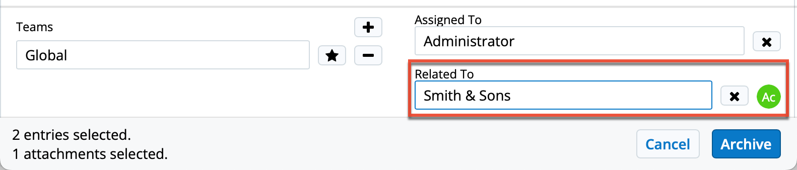 Related To field set