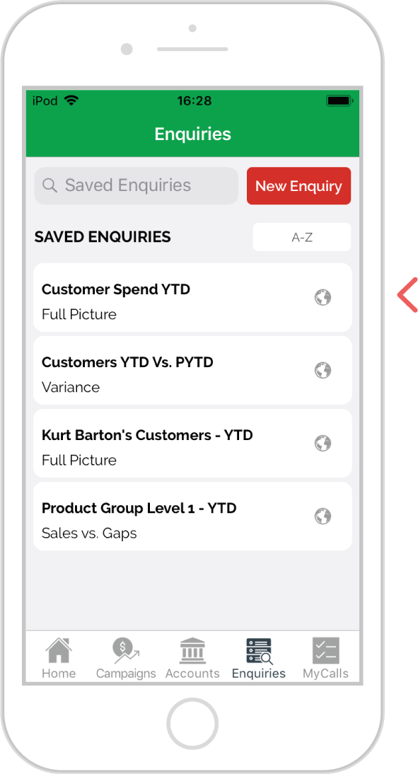 Find a saved enquiry - iOS 2