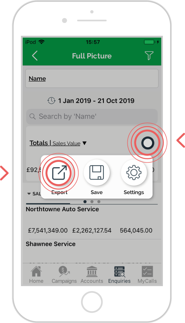 How to export an enquiry - iOS 3