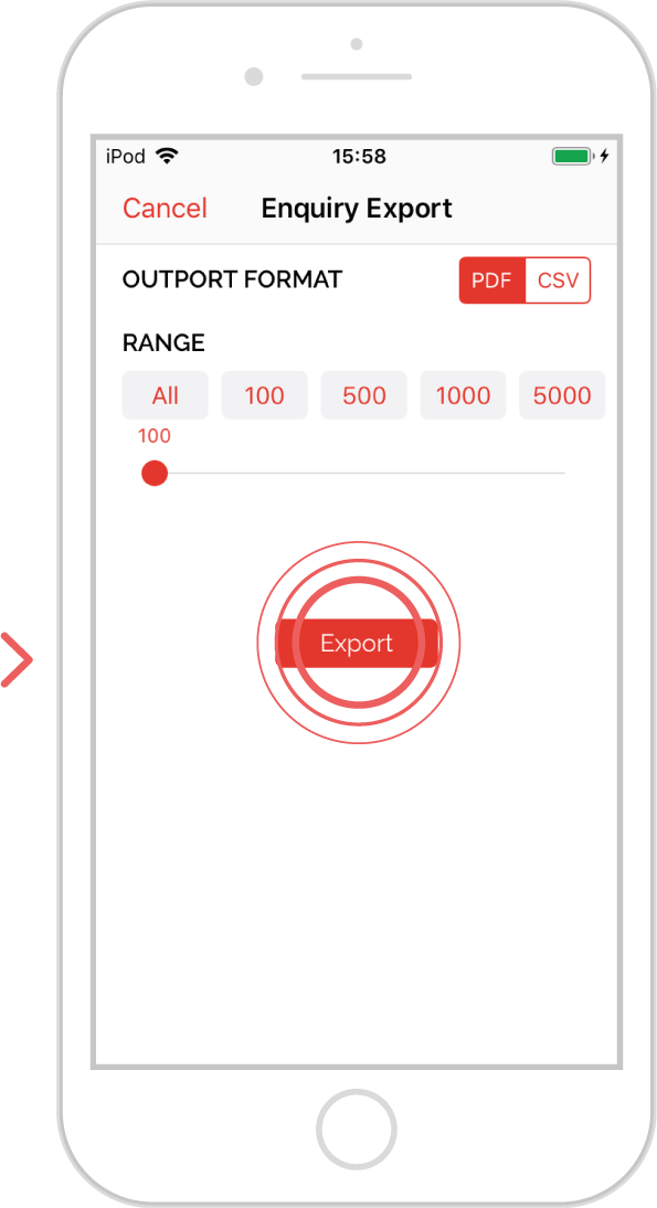 How to export an enquiry - iOS 4