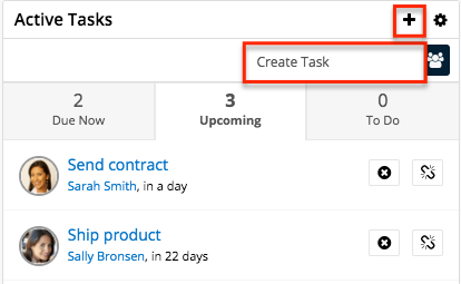 Tasks ActiveTasksDashlet Create