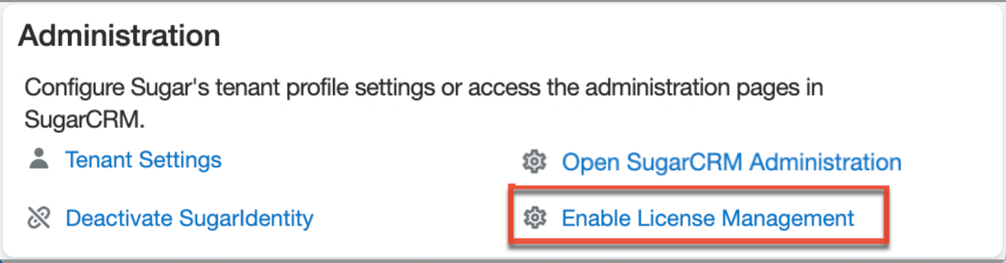 SugarIdentity_Home_EnableLicenseManagement1