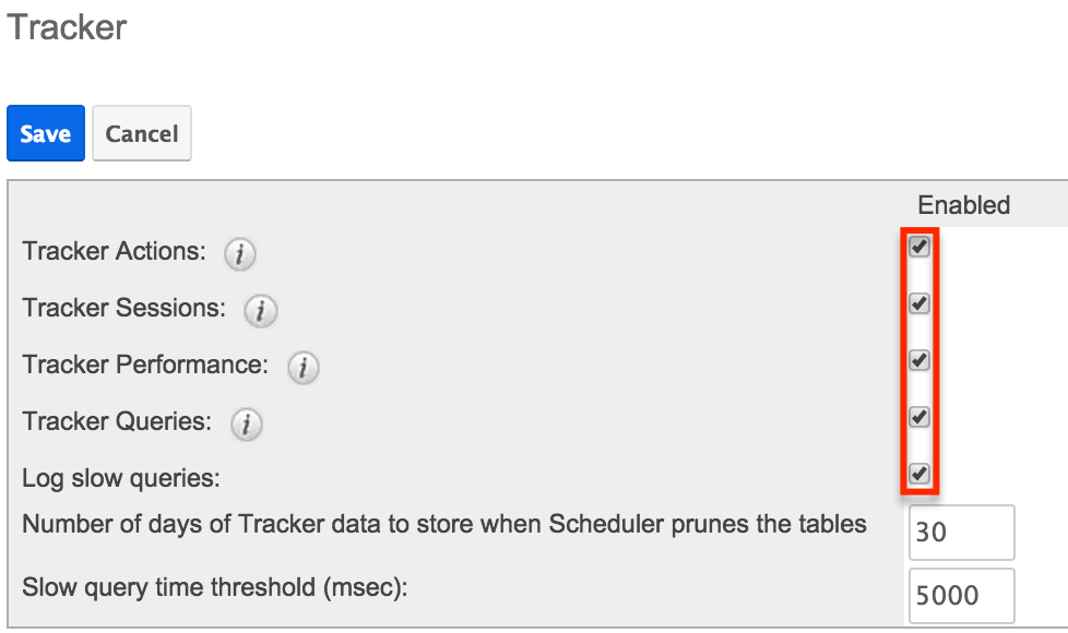 Enable Trackers Checkboxes