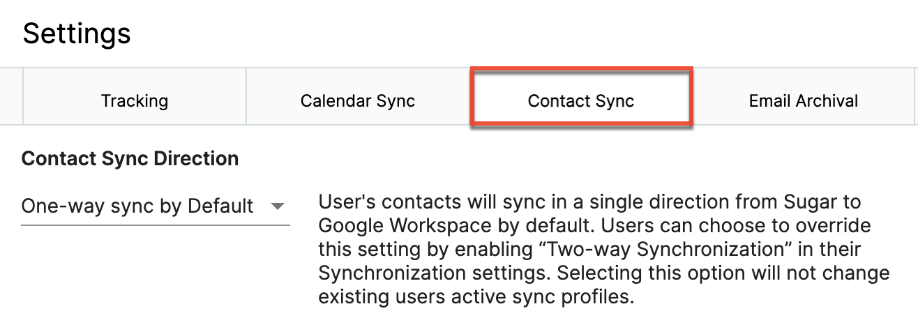 contact sync settings