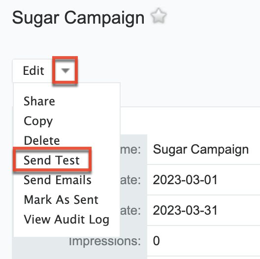 Send test campaign