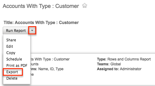 Report AccountWithTypeCustomer Export