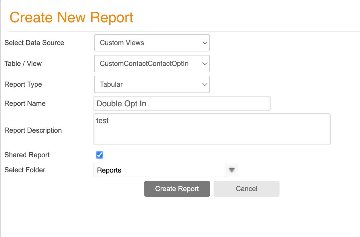 doubleoptin report settings