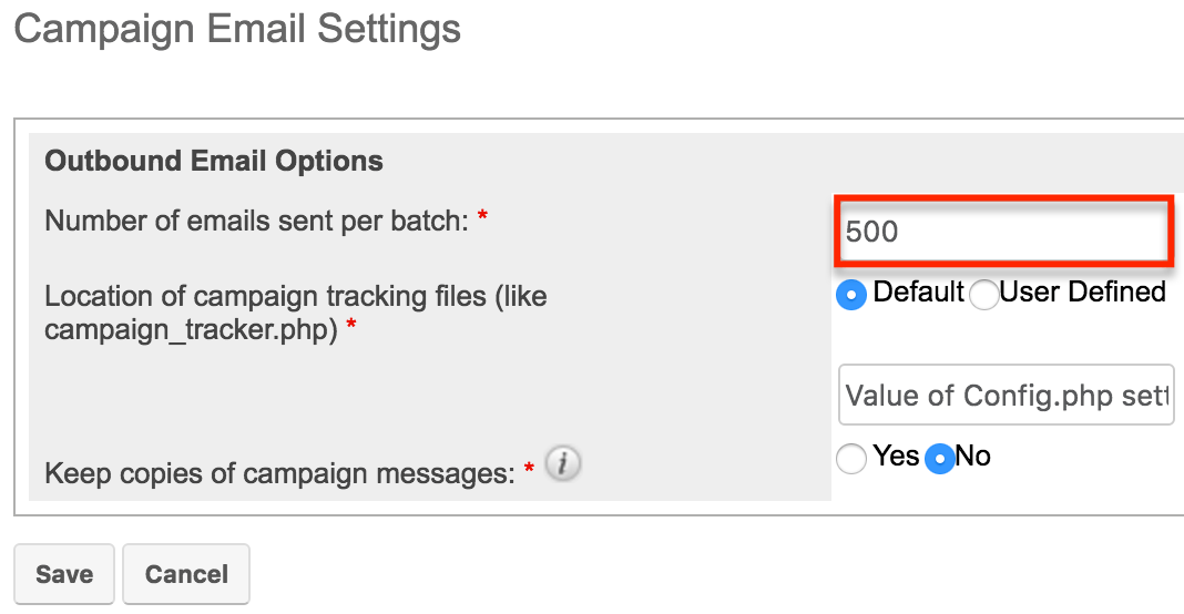 CampaignEmailSettings NumberofEmailsBatch