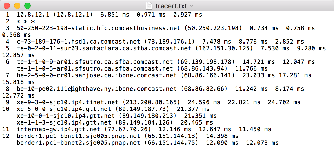 New tracertfile