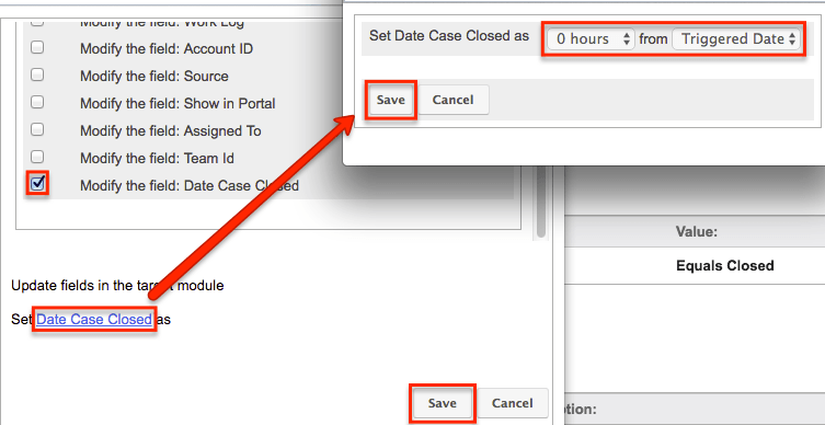 Workflow Actions Set DateCaseClosed