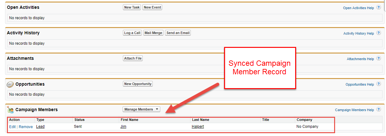 Synced up contact to Campaign in Salesforce