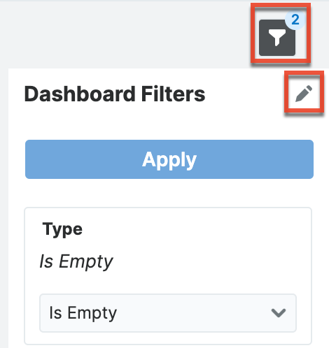 Number of filters and edit filters
