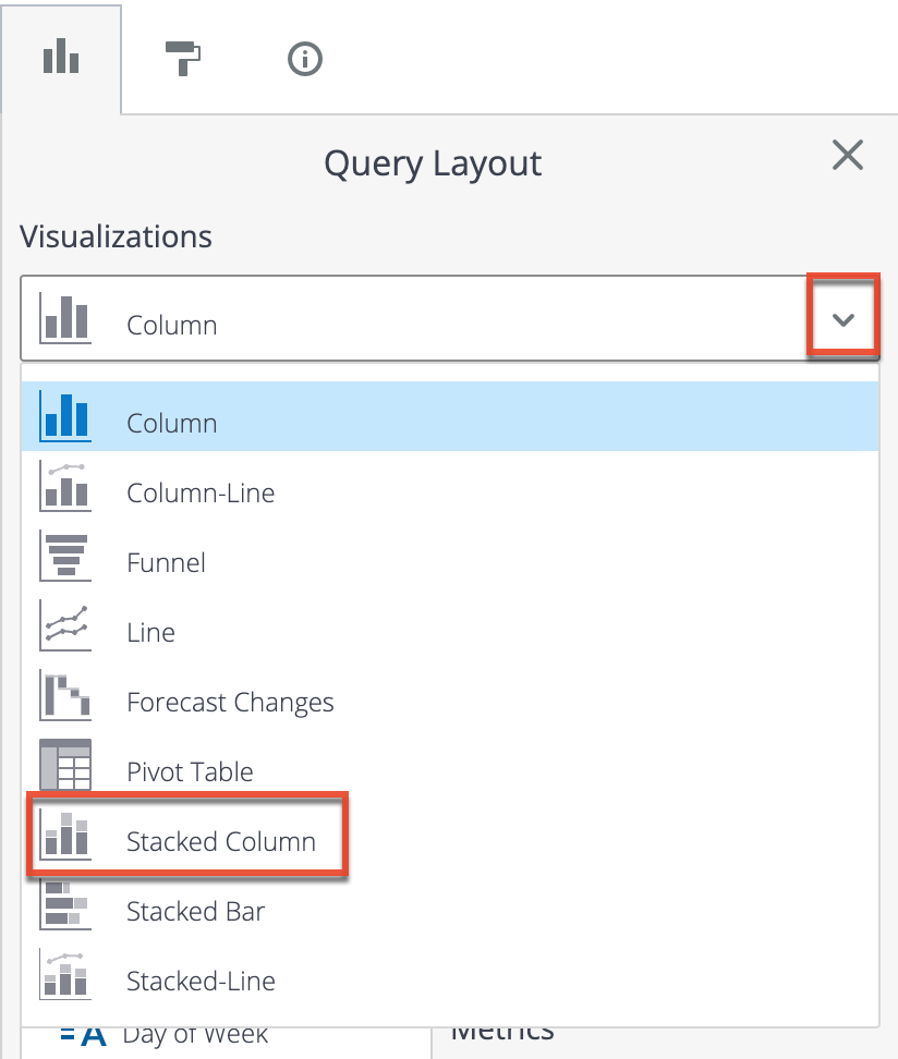 Choose stacked column visualization