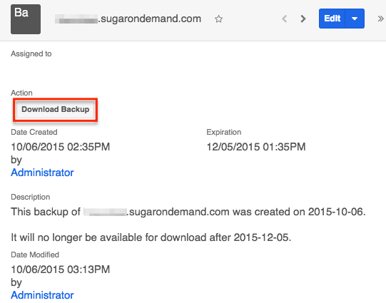 Backups DownloadBackup RecordView