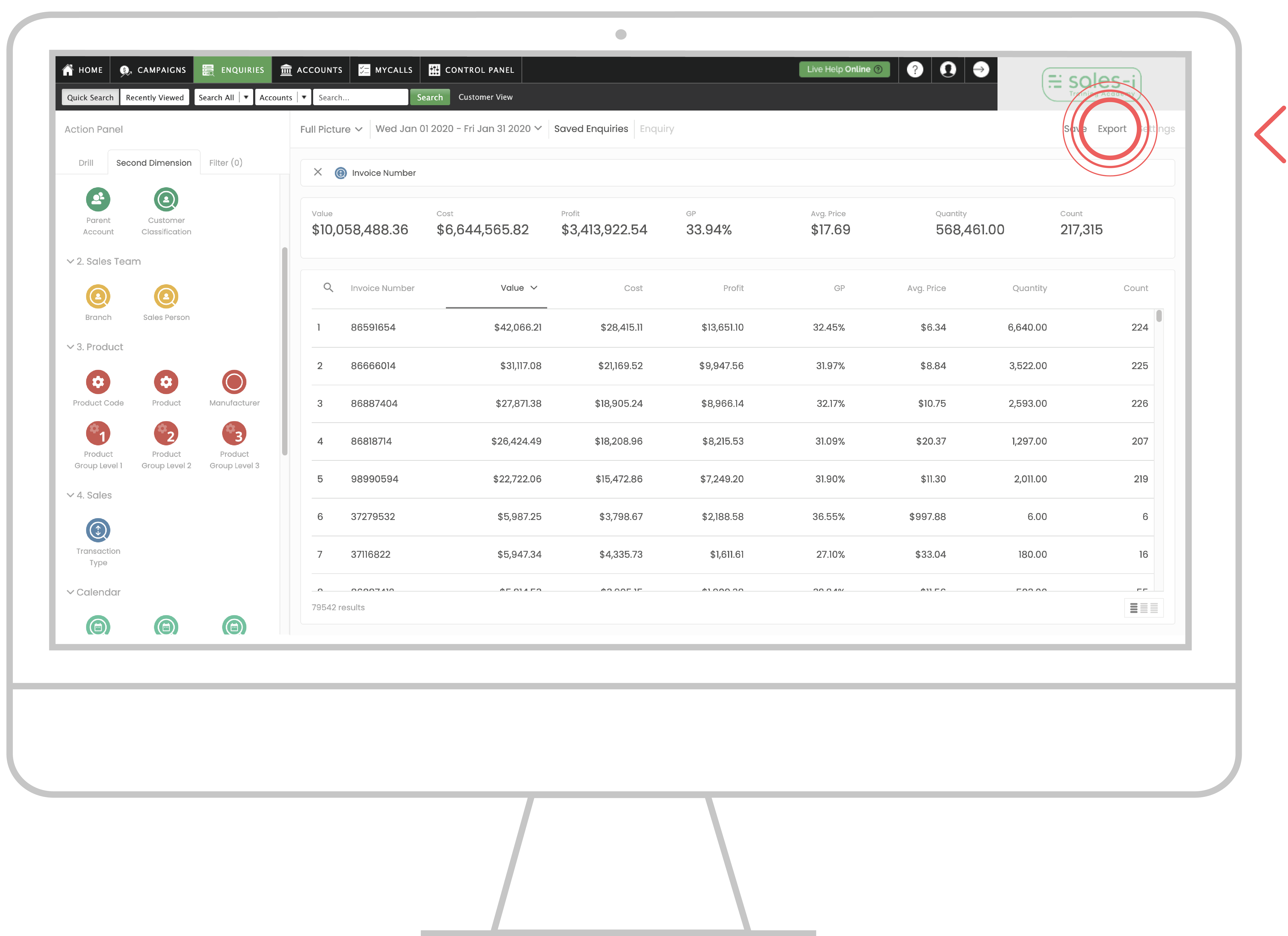 How to view and export invoice numbers for a specific date range DESKTOP 04