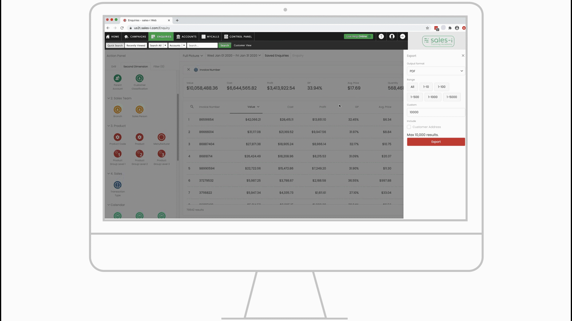 How to view and export invoice numbers for a specific date range DESKTOP 05