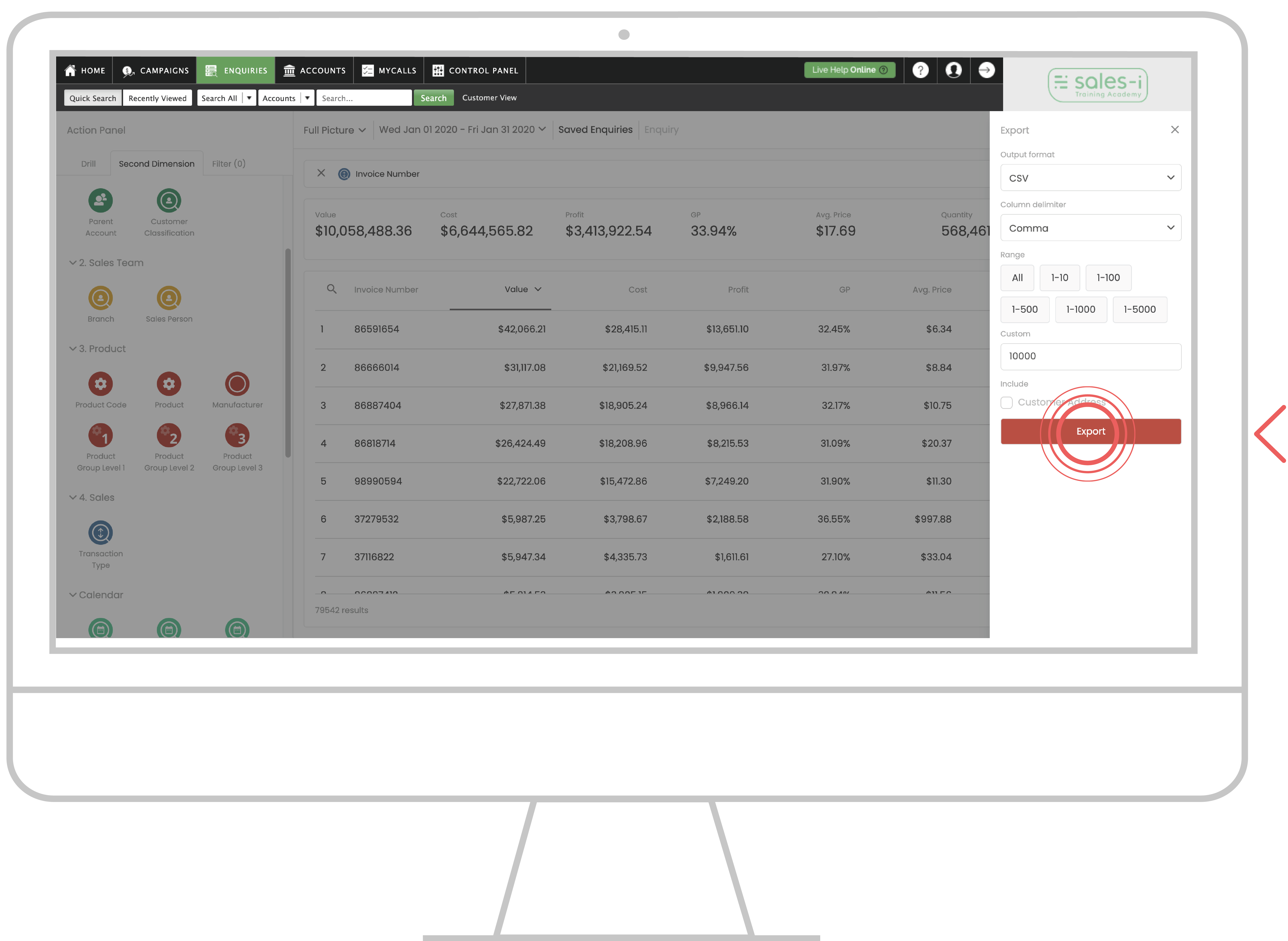 How to view and export invoice numbers for a specific date range DESKTOP 06