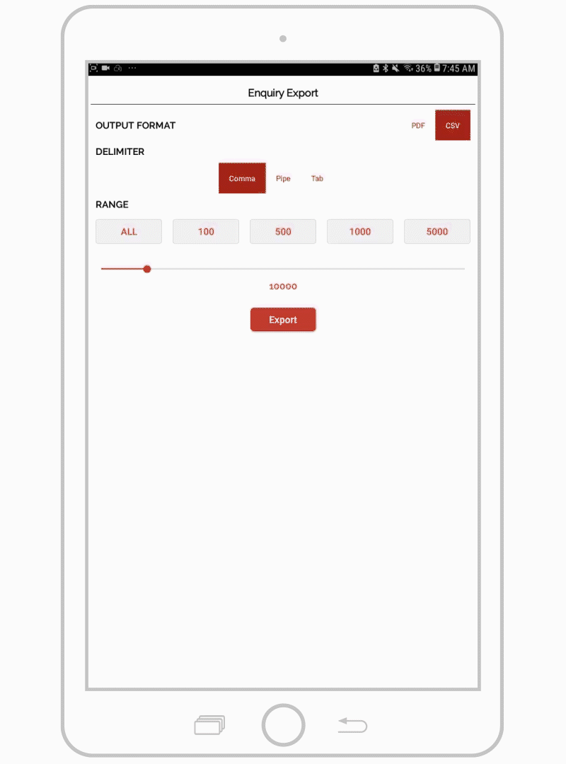 How to view and export invoice numbers for a specific date range ANDROID 07