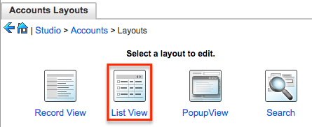 Studio Accounts ListViewLayout