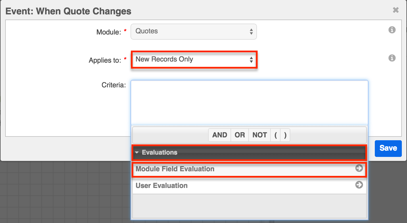 Evaulations Module Field Eval